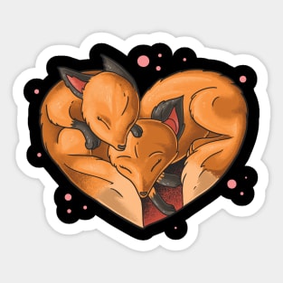 Fox Love For Women Girls Kids Heart Present Poses Cute Fox Sticker